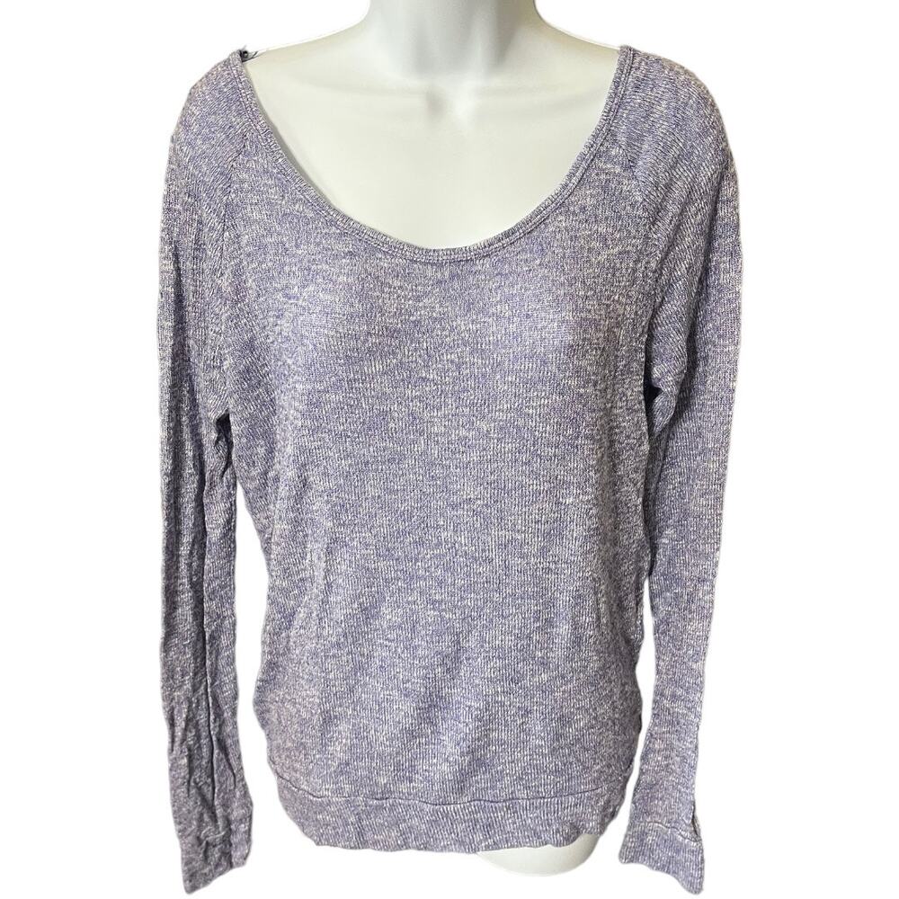 Live Love Dream heather purple lightweight knit sweater back cutout strappy med
